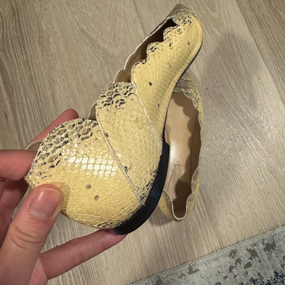 Chloe Buttery Yellow And Black Python Scalloped F… - image 3